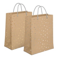 Saco de oferta 45 x 33 x 10 cm kraft com estrelas - 1 unid.