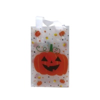 Saco transparente com abóboras de Halloween 14 x 9 x 20 cm - 6 unid.