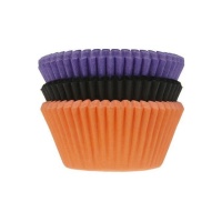 Cápsulas para cupcakes laranja, preto e lilás - Casa da Maria - 75 unid.