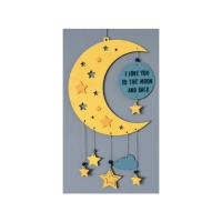 Lua de madeira com kit de estrelas em movimento - Artemio - 19 pcs.