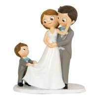 Figura para bolo de noivos com criança a segurar o vestido 21,5 cm
