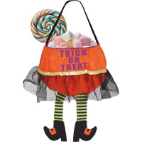 Cesto de feltro com abóbora Trick Or Treat Witch 20 cm