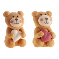 Dia dos Namorados Decoração em açúcar de ursinho de peluche com coração 3D - Dekora - 48 unidades