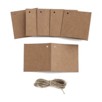 Etiquetas quadradas de papel kraft com fio - 6 pcs.