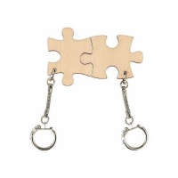 Porta-chaves em madeira 2 peças de puzzle