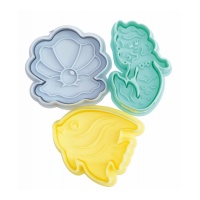 Cortadores de sereia com ejetor - Scrapcooking - 3 pcs.