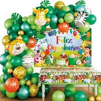 Kit de balões de selva com painel de Feliz Aniversário - 100 unidades