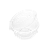 Recipiente transparente de 0,75 L com tampa articulada redonda - 2 unid.