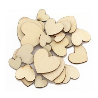 Figuras de coração de madeira - 25 peças