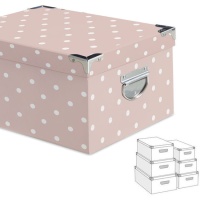 Caixa rectangular rosa com pontos de polca - DCasa - 6 pcs.
