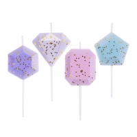 Velas com pedras preciosas - PME - 4 unid.