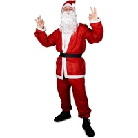 Fantasia de Papai Noel com gorro e barba para adulto