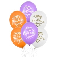 Feliz aniversário balões de látex multicoloridos 30 cm - PartyDeco - 50 unidades