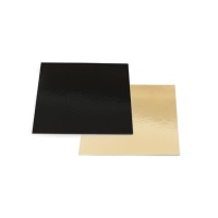 Base quadrada dourada e preta para bolo de 28 x 28 x 0,3 cm - Decora