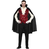 Traje de Conde de Vampiro Preto e Vermelho para homens