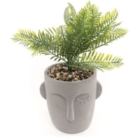 Planta artificial com vaso de betão 13 x 10,4 x 24 cm vaso de cimento à face