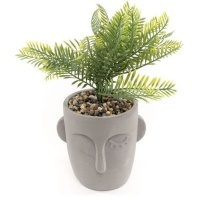Planta artificial com vaso de cimento 13 x 10,4 x 24 cm face vaso de cimento