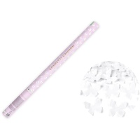 Canhão de confettis de borboleta branca com 80 cm.