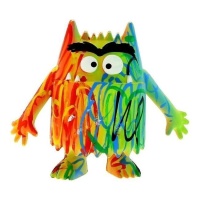 Topo de bolo monstro multicolorido 6,5 cm
