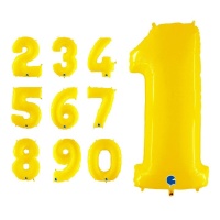 Balão com 71 cm de número amarelo fluoro - Grabo