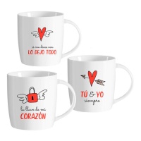 Caneca 350 ml Amor com mensagens - 1 peça