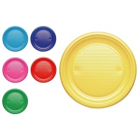 Pratos de plástico coloridos de 20,5 cm - 10 unidades