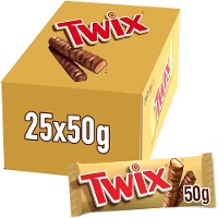 Twix de chocolate com leite e caramelo de 50 gr - 25 unidades