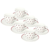 Chávena de café de 90 ml com corações - 6 unid.