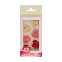 Figuras de coração de maçapão branco, vermelho e cor-de-rosa de 1 cm - FunCakes - 30 unidades
