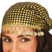 Lenço dourado com moedas