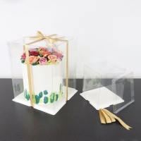 Caixa de bolo transparente com laço de 35 x 35 x 38 cm - PME