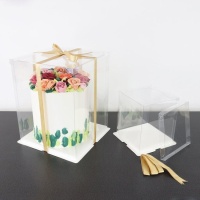 Caixa para bolos transparente de 35 x 35 x 38 cm com laço