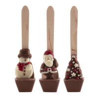 Colheres de chocolate de natal sortidas de 40 g - Dekora - 12 unidades