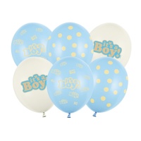 Balões de látex It? a boy de 30 cm - PartyDeco - 6 unidades