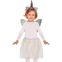 Conjunto de fantasia de unicórnio multicolorido para criança
