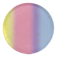 Pratos redondos de gradiente pastel de 18 cm - 8 unidades