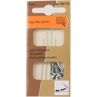 Agulhas de pérolas com enfiador em diferentes espessuras nº 10-13 - Mediac - 5 unid.