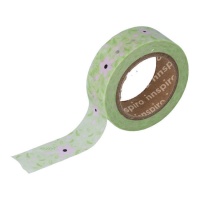 Washi tape flores verde e rosa - 10 m