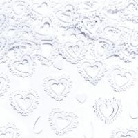 Confettis de corações brancos com renda de 15 g