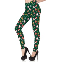 Leggings natalino verde com Papai Noel