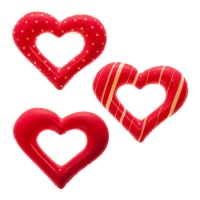 Corações de chocolate vermelho com desenhos sortidos - Dekora - 135 pcs.