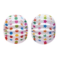 Lanterna de papel esférica multicolorida de forma sortida 22 cm - 1 peça