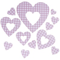 Garland de corações vichy rosa - Artis decor - 25 peças