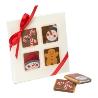 Chocolates de Natal boneco de neve numa caixa de 4 chocolates sortidos - 1 unid.