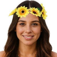 Tiara de margaridas amarelas com laço