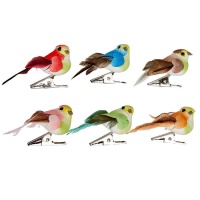 Conjunto de mini pássaros decorados com pinças - 6 pcs.