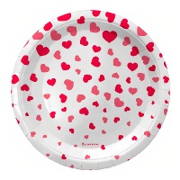 Pratos com corações vermelhos, 18 cm - 8 unidades