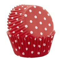 Cápsulas para cupcakes vermelhas com bolinhas brancas 5 cm - Wilton - 75 unid.