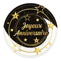 pratos de estrelas joyeux aniversaire - 6 pcs.