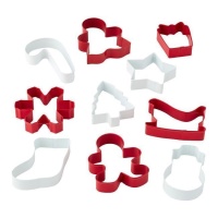 Cortadores de Natal vermelhos e brancos - Wilton - 10 pcs.